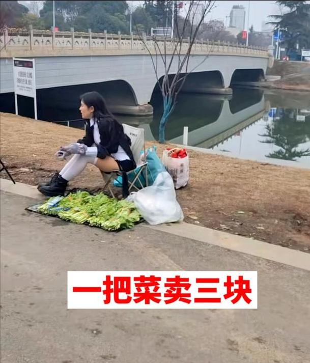 湖南美女穿著性感，在街邊直播賣菜，網(wǎng)友她賣的不是菜
